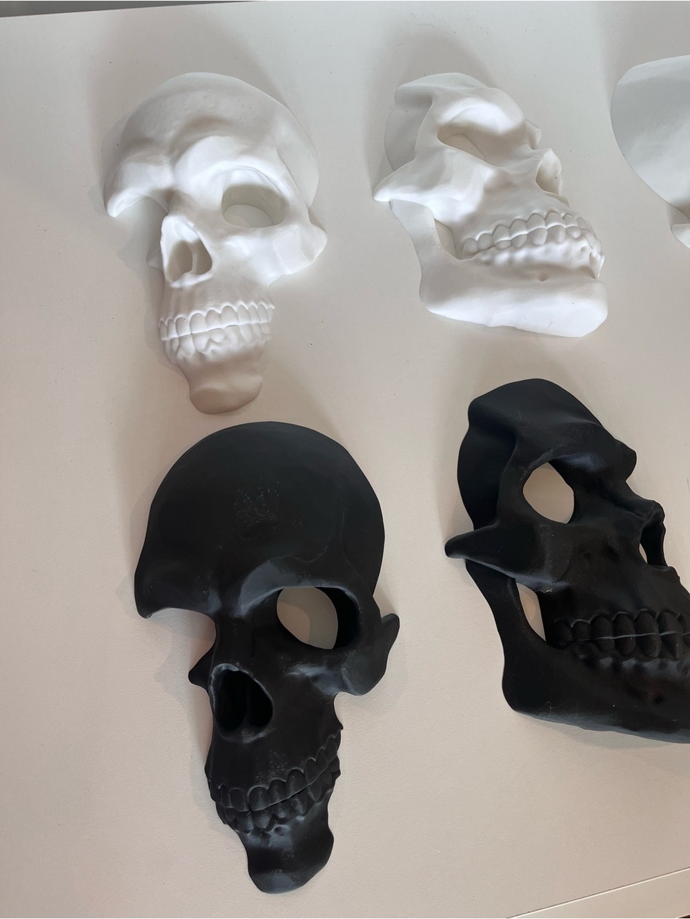 Black and White Decorative Skull Wall Accents - Set of 6